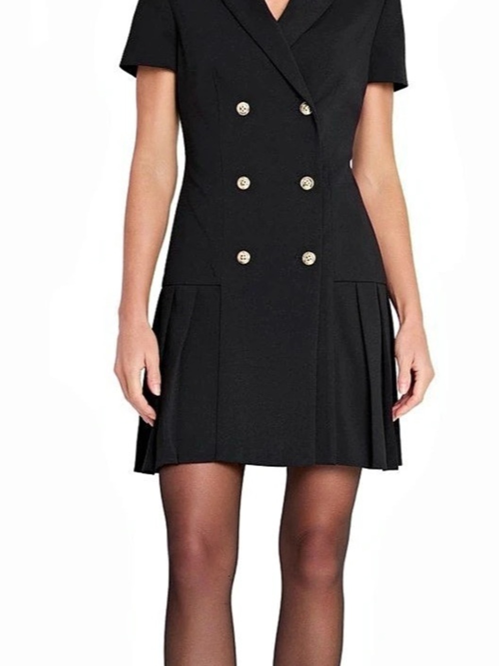 Tahari Double-Breasted Mini Dress in Black Size Medium NWT